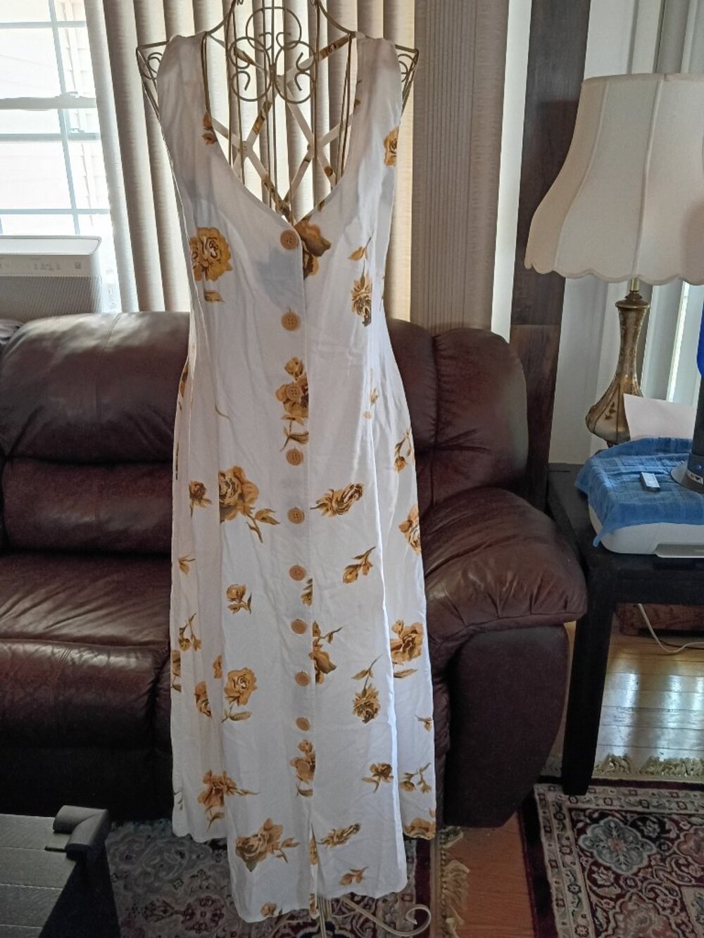 Vintage Spiegel cream/brown Strappy Sundress Size 12
